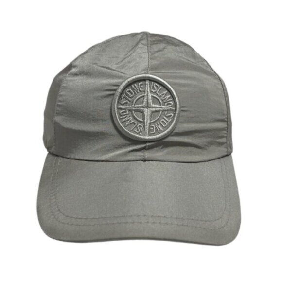 Stone Island NYLON METAL IN ECONYL Compass Patch Cap Grey Silver - Picture 2 of 10